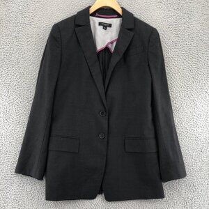 Ann Taylor Blazer Womens 6 Charcoal Wool Stretch Button Pockets Office Career*
